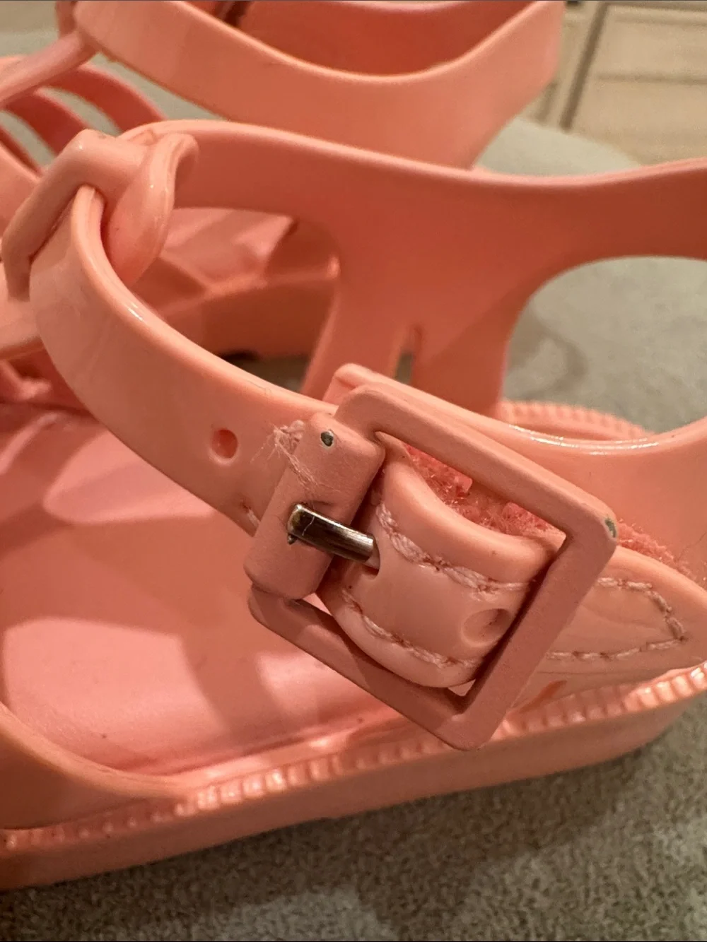 Mini Melissa Coral Pink Jelly Sandals with Woven Cage